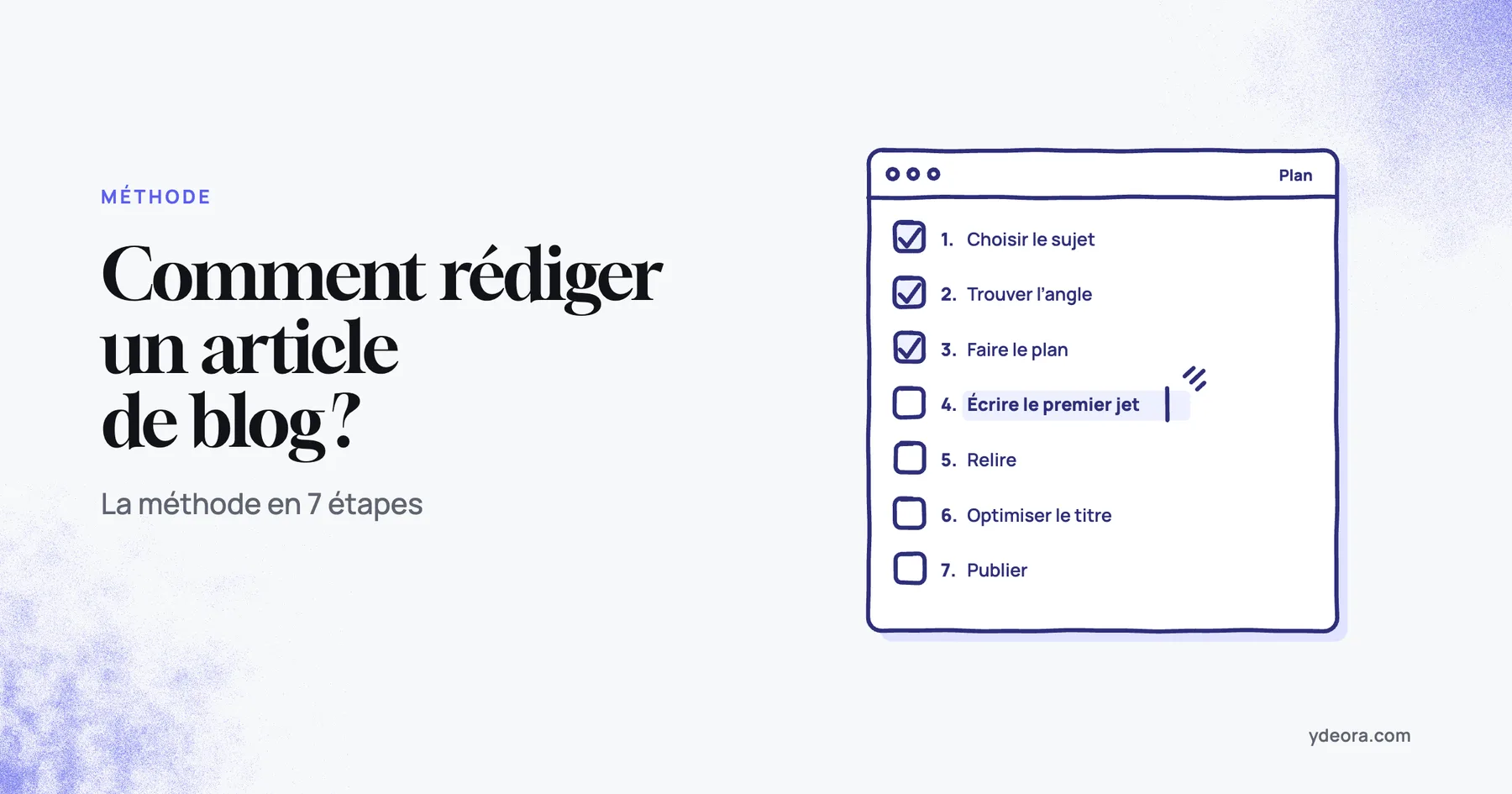Méthode en 7 étapes pour rédiger un article de blog, du plan à la publication